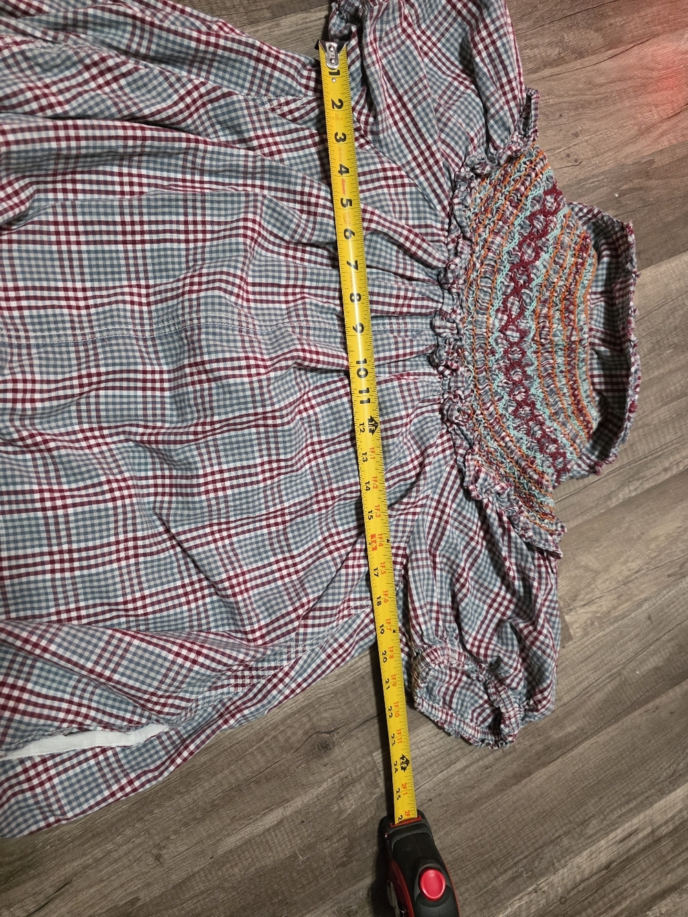PILCRO ANTHROPOLOGIE v Neck Puff Sleeve Cottagecore Dress Boho Babydoll Plaid Y2 - Picture 8 of 16